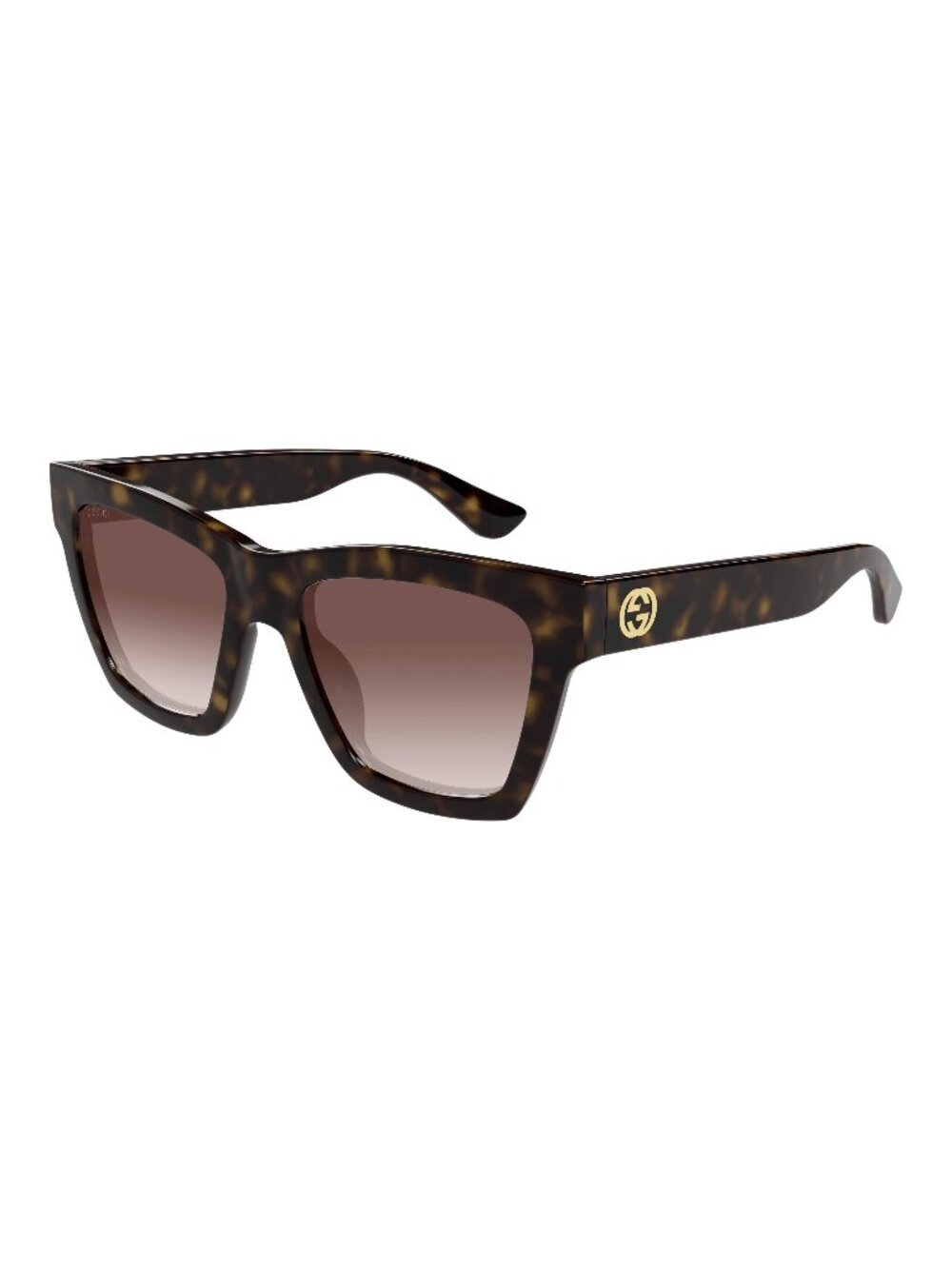 New Gucci Women's Sunglasses Havana Square Brown Lens Injected Frame GG1714S 002